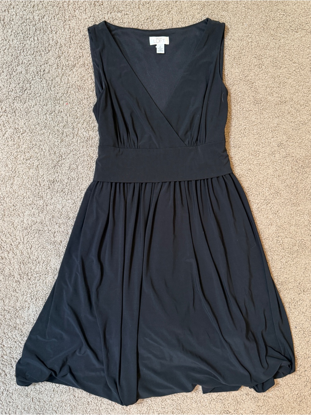 LOFT Black Knit Dress with V-Neck